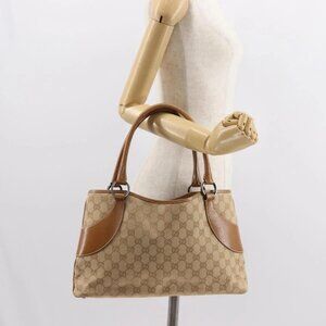 GUCCI GG Canvas Tote Bag Beige Brown 113015 Auth am9499V